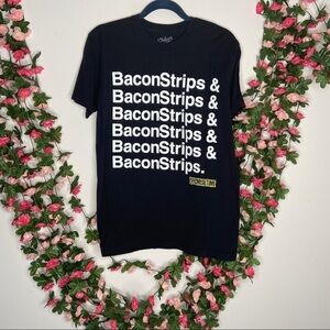 Philcos Womens Black Baconstrips Graphic Tee Med Bacon Short Sleeve Womens